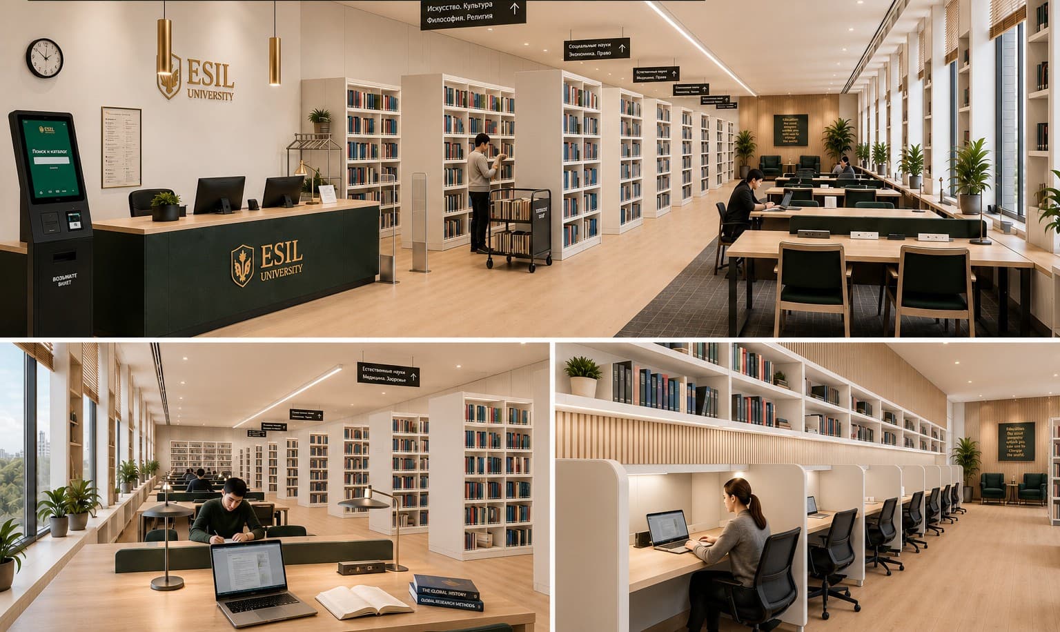 Читальный зал научной библиотеки ESIL University